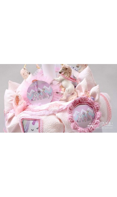 Lumanare de botez cu unicorni glam chevron pattern in roz si lila Posh Unicorn 2020 10